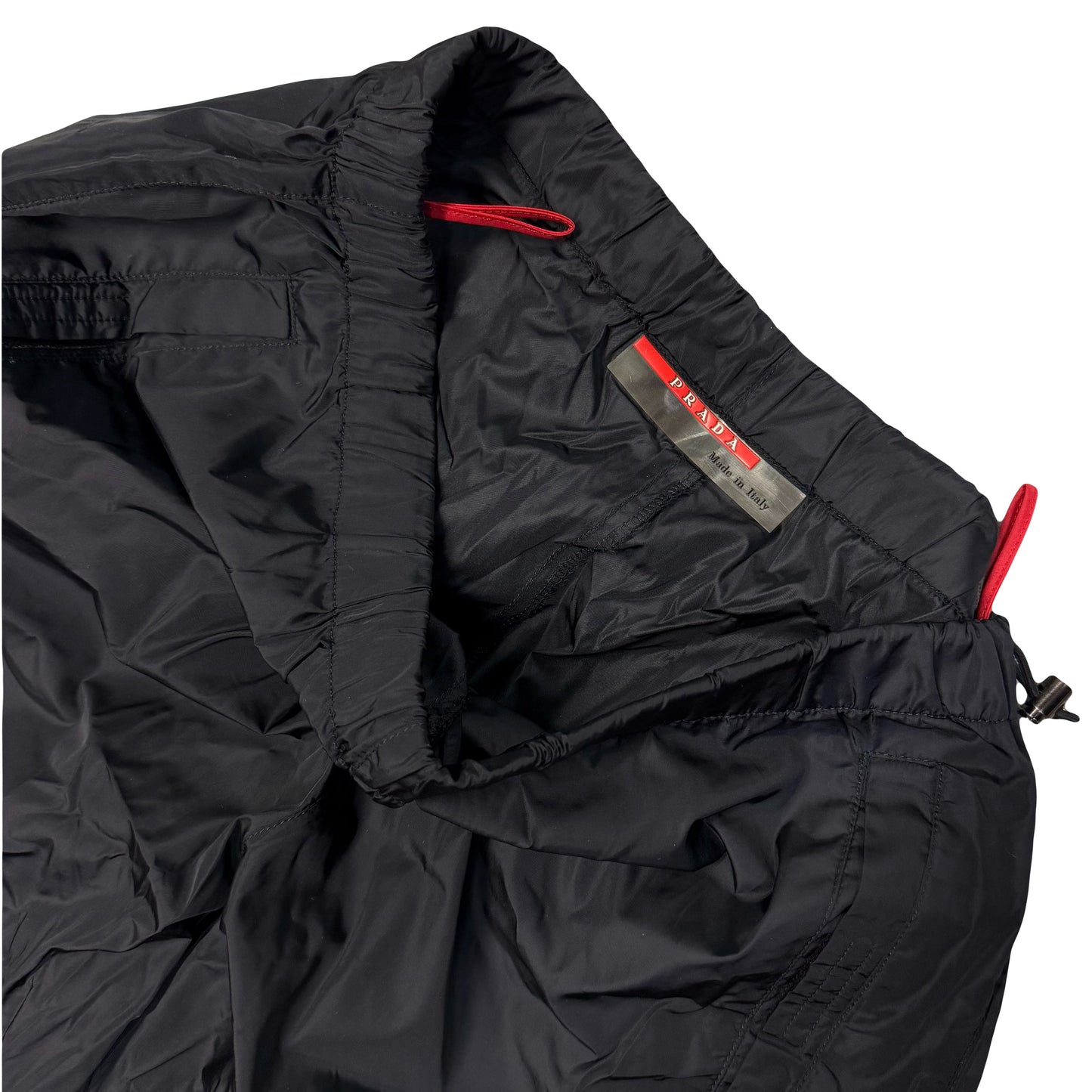 Prada Sort Nylon Trousers In Black (W32)