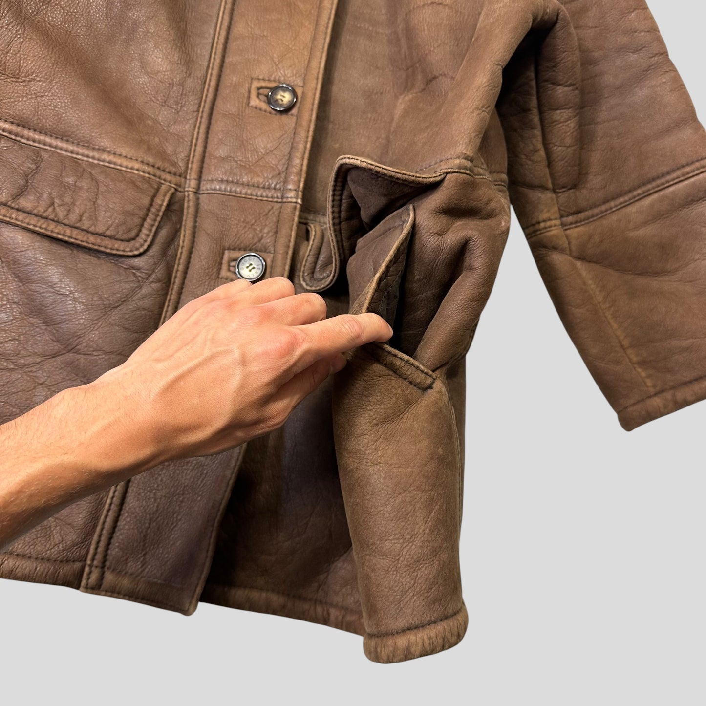 Gucci by Tom Ford 90’s Sheepskin Leather Heavy Shearling Coat - M | Default Title, Brown