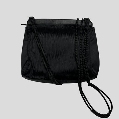 Prada Milano 90’s Velvet Textured Stripe Crossbody Bag | O/S, Black