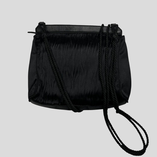 Prada Milano 90’s Velvet Textured Stripe Crossbody Bag | O/S, Black