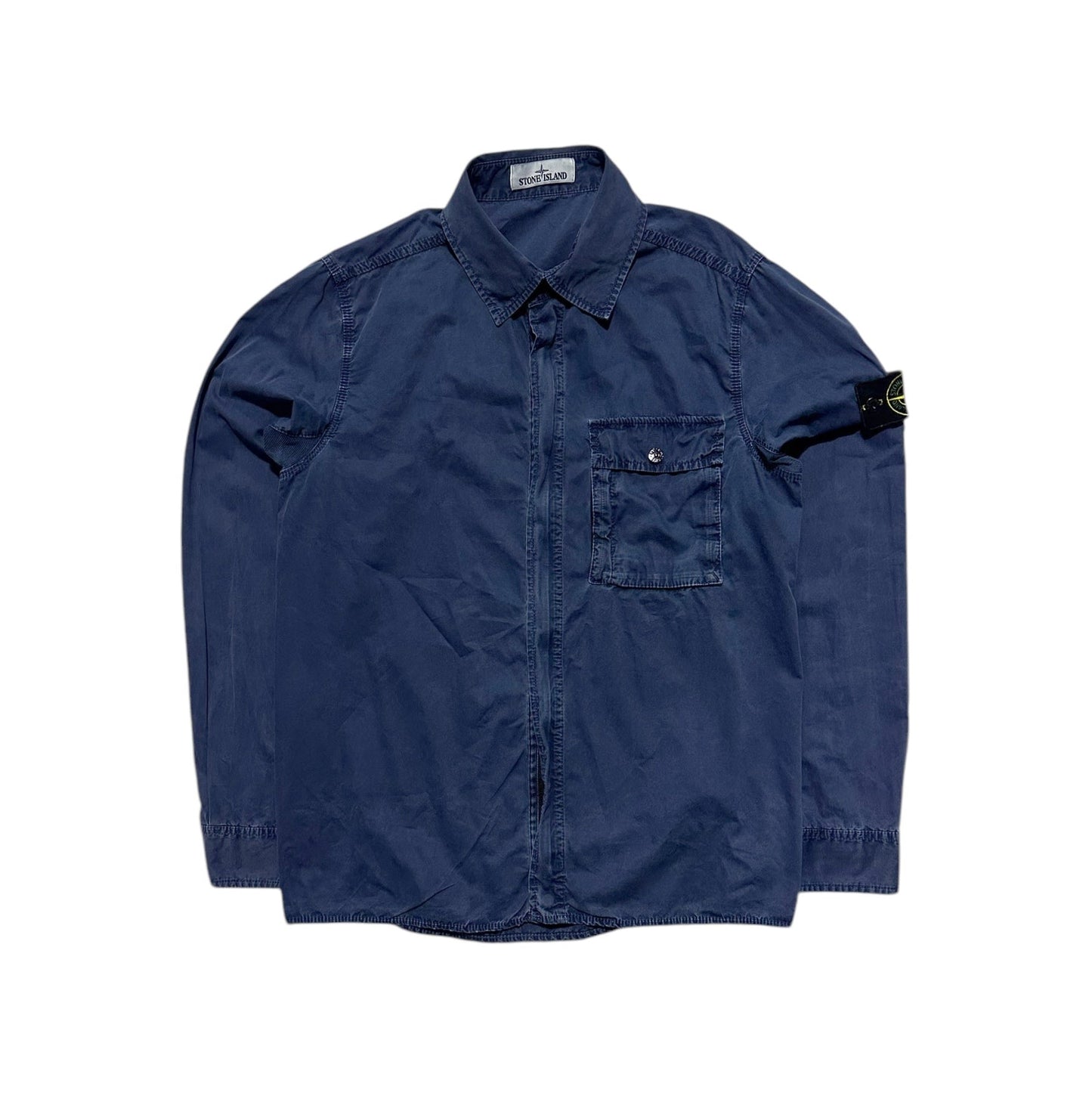 Stone Island Zip Up Canvas Front Pocket Overshirt