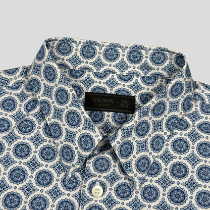 Prada 2020 Persian Geometric Print Boxy Cotton Logo Shirt - M/L | 40, Multicoloured