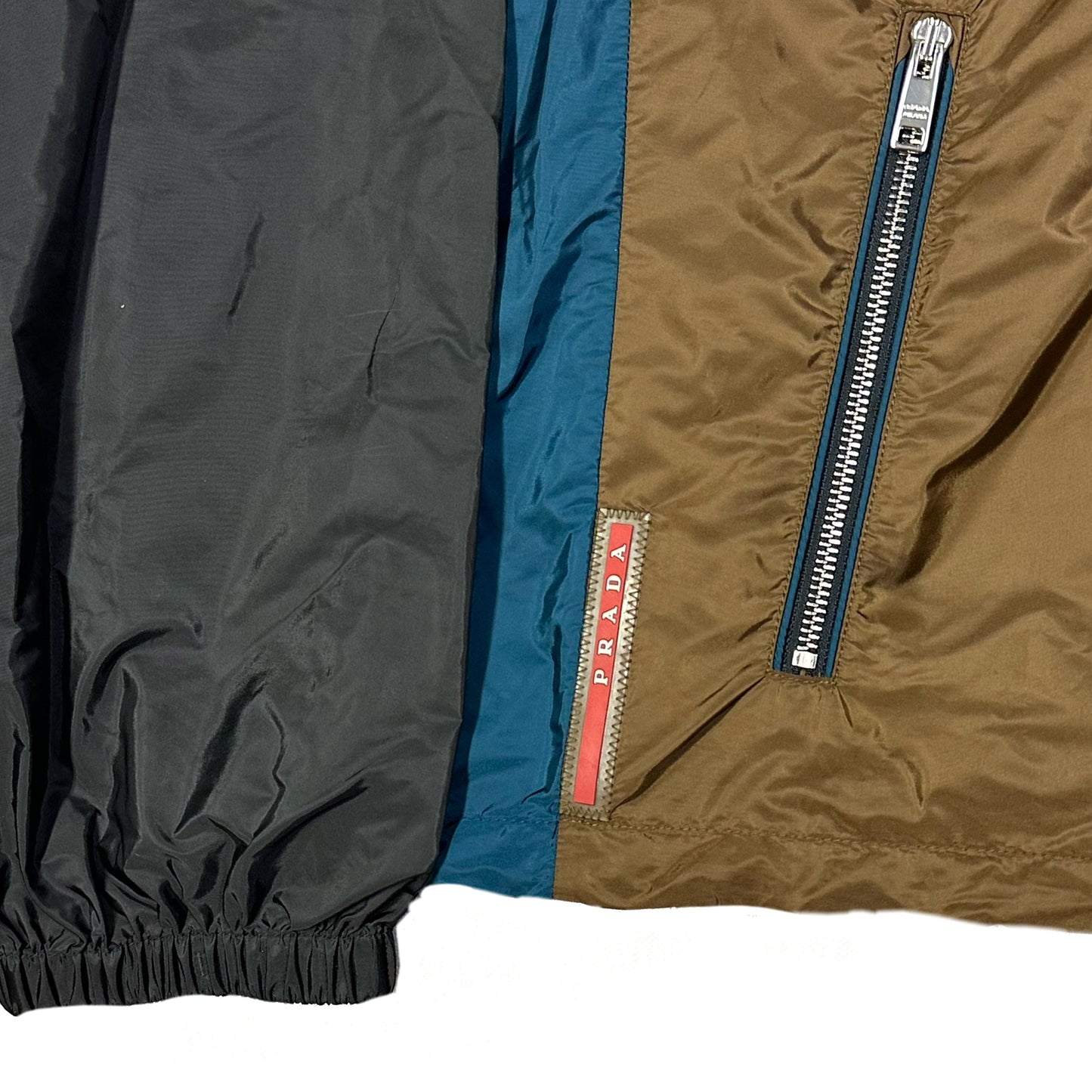 Prada Jacket In Black, Brown & Blue ( XL )