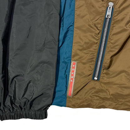 Prada Jacket In Black, Brown & Blue ( XL )