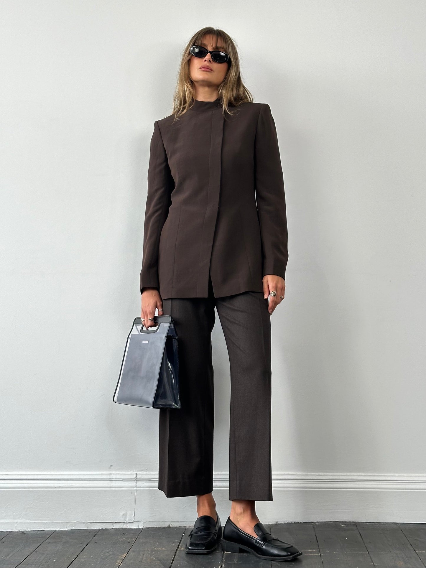 Max Mara 2000s Fitted High Neck Asymmetric Tailored Blazer - M