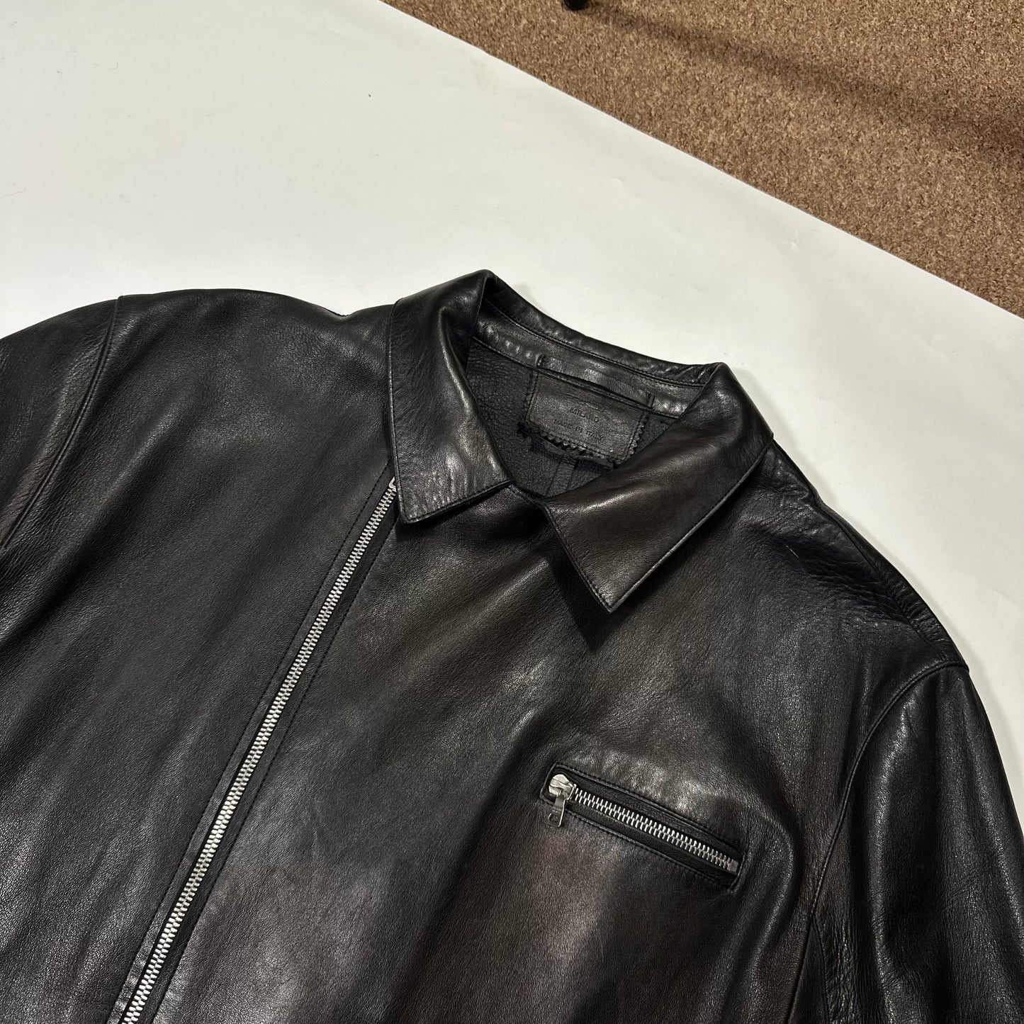 Prada FW99 Calf Leather Moto Long Jacket with Belt Bag - L