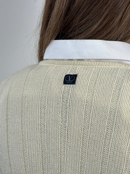 Valentino 1990s Wool Mohair V Neck Knitted Jumper - S