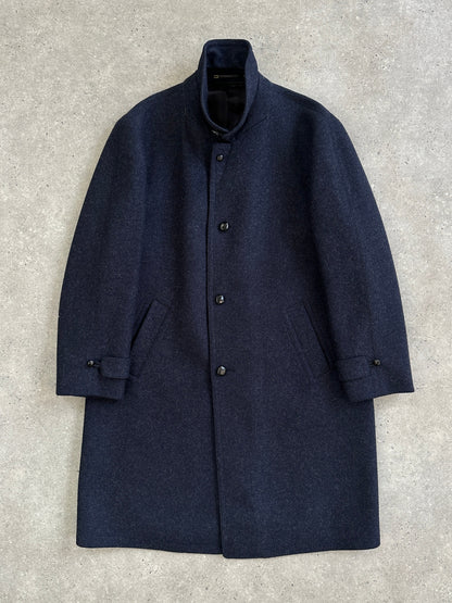 Vintage 1990s Pure Wool High Neck Single Breasted Coat - XL/XXL