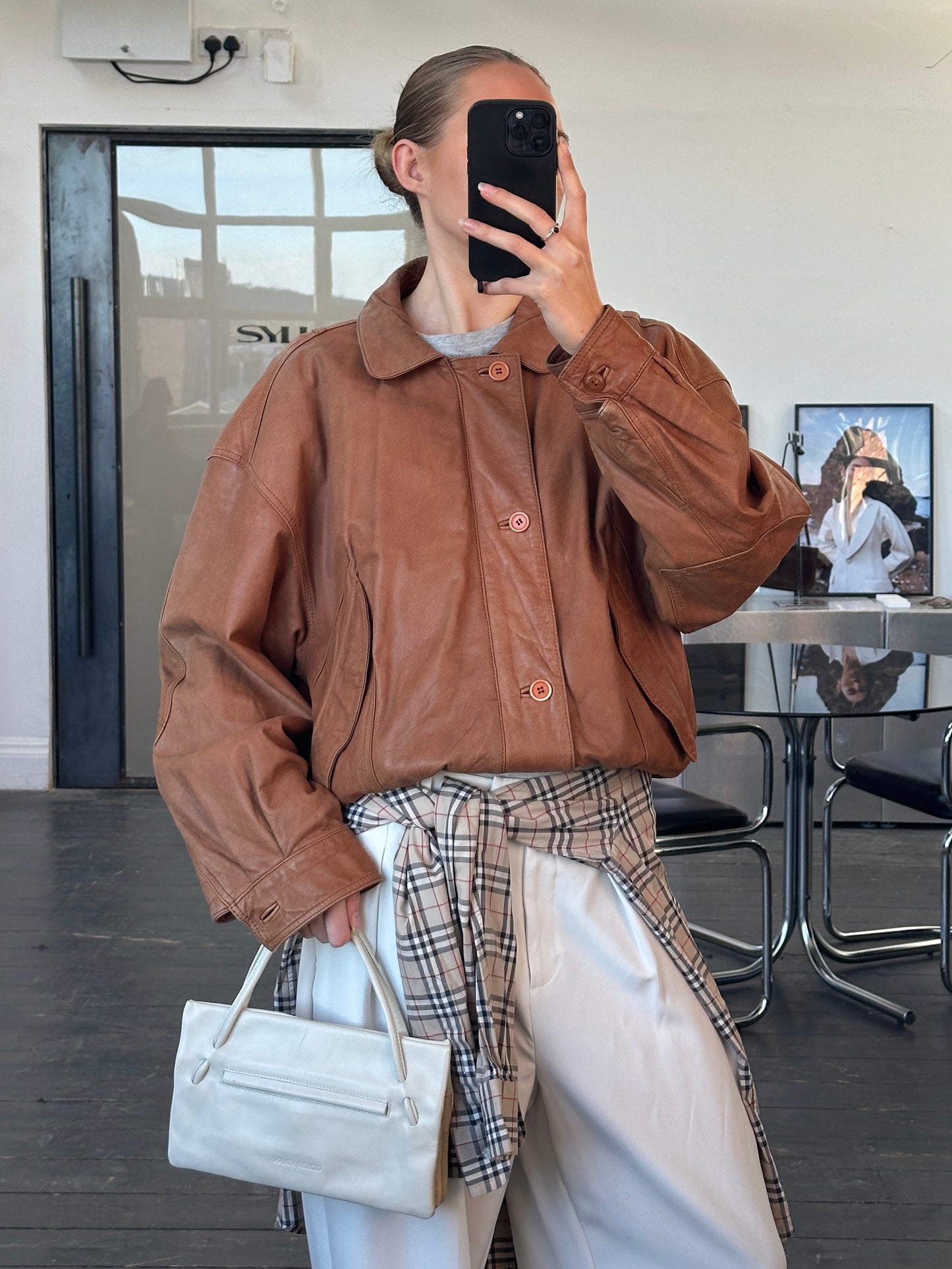 Vintage 1980s Leather Bomber Jacket - L