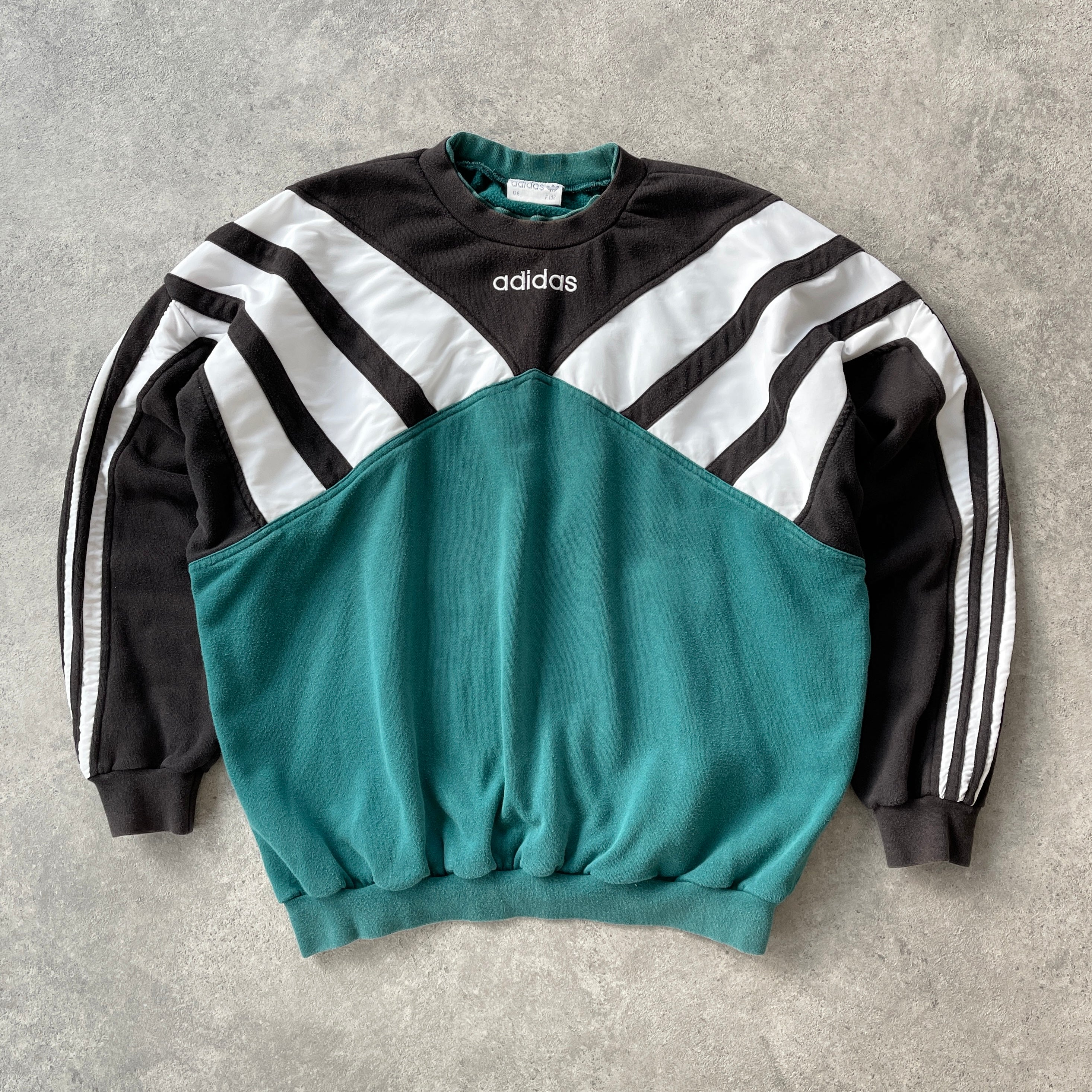 Adidas 1990s colour block embroidered graphic sweatshirt L