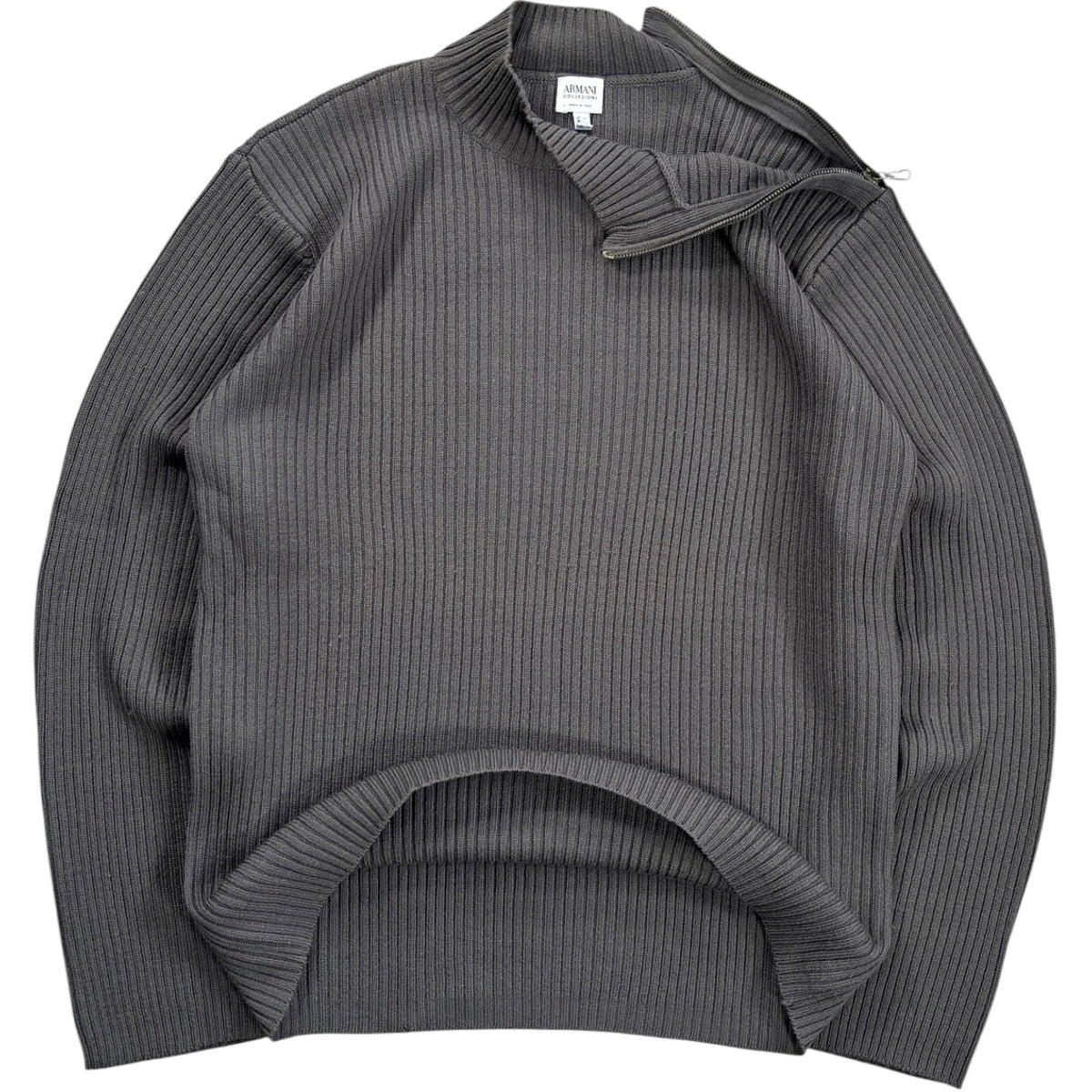 Armani Collezioni 00’s Merino Wool Shoulder Zip Jumper L | Large, Grey