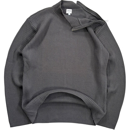 Armani Collezioni 00’s Merino Wool Shoulder Zip Jumper L | Large, Grey