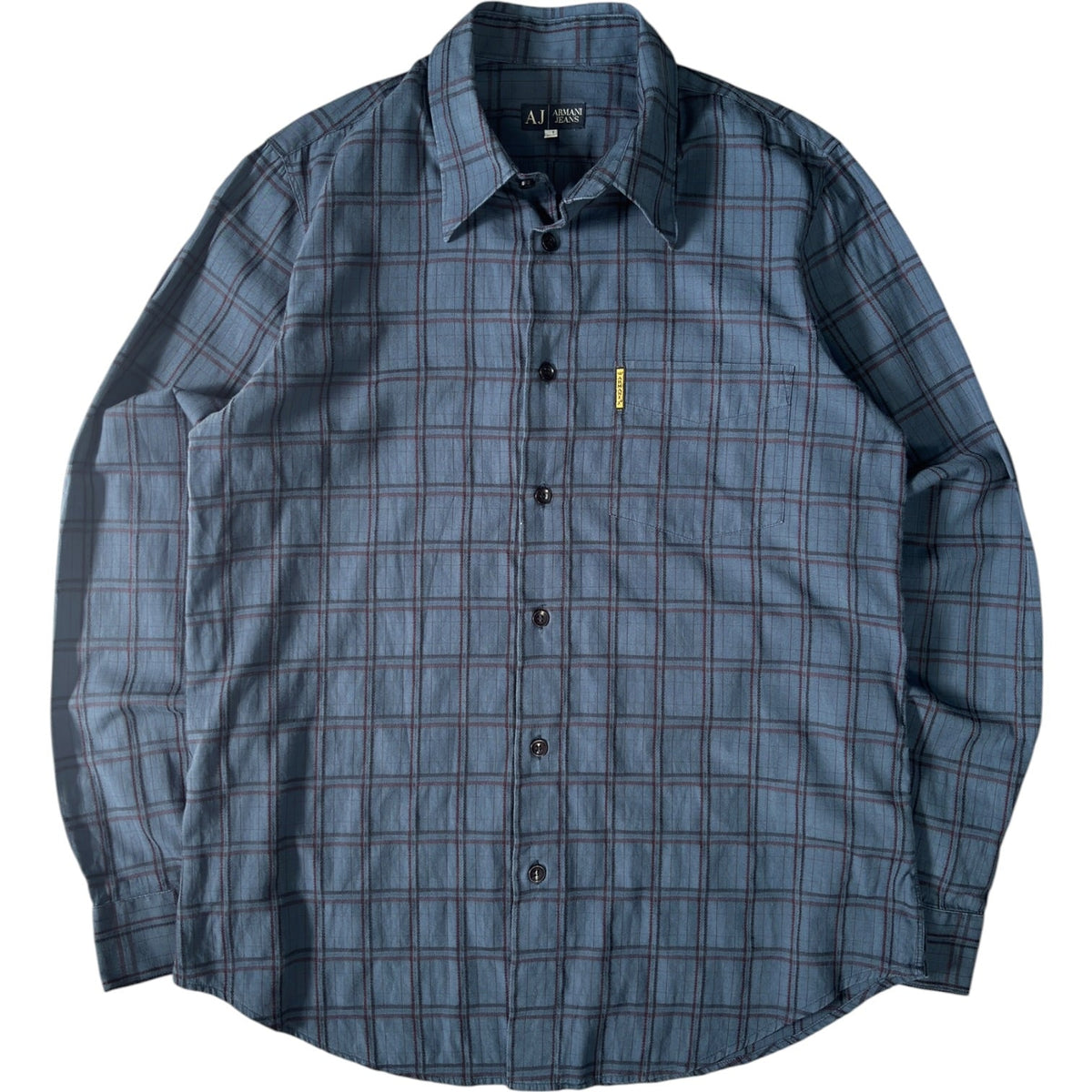Armani Jeans 00’s Plaid Long Sleeve Shirt L | Large, Blue