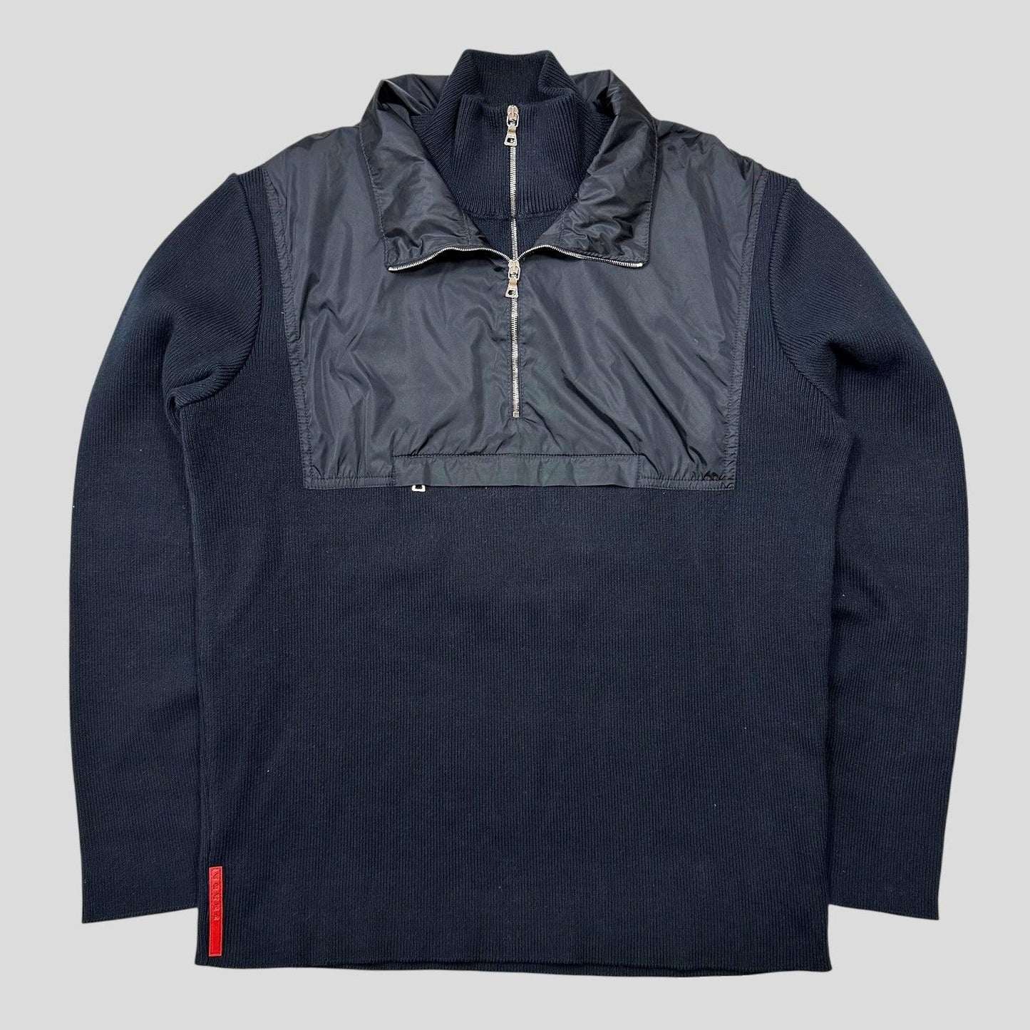 Prada Sport 00’s Nylon Panelled Twin Collar Knit - L