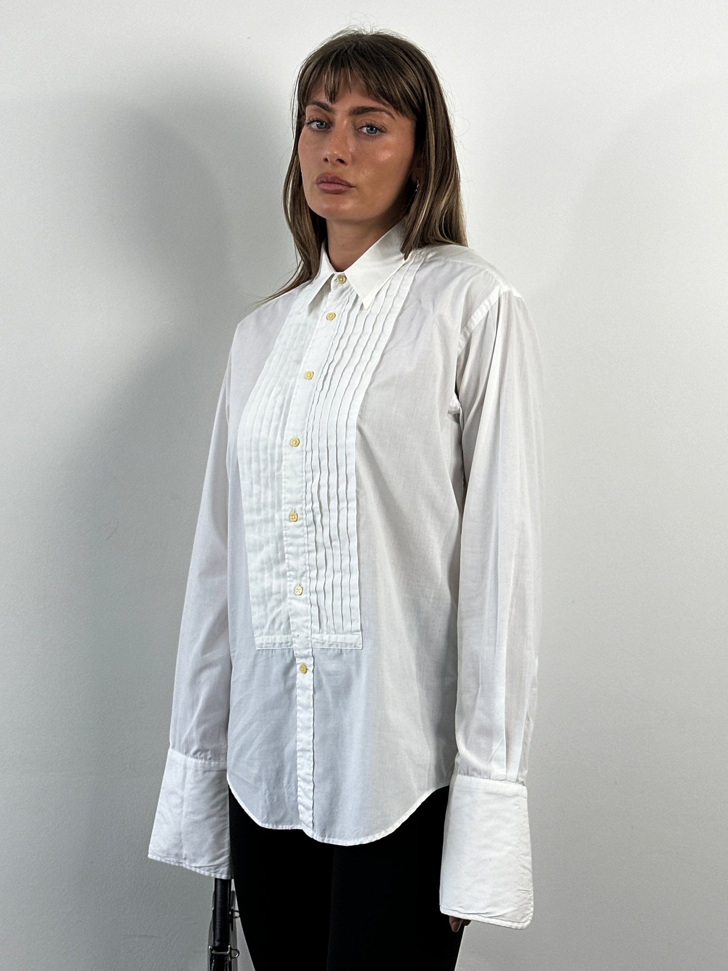 Yves Saint Laurent Pour Homme 1990s Tuxedo Cotton Dress Shirt - M