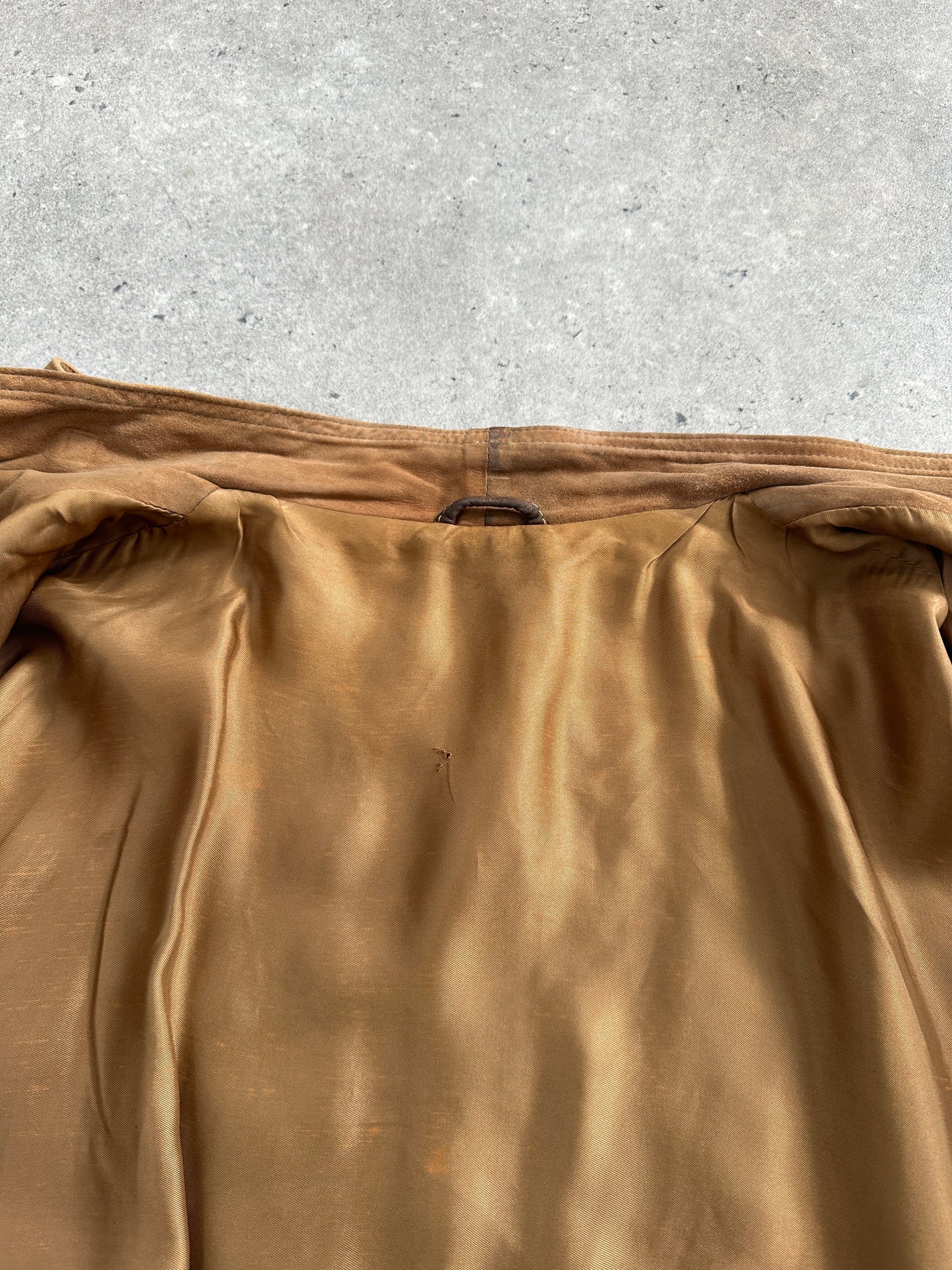 Vintage High Neck Suede Bomber Jacket - M