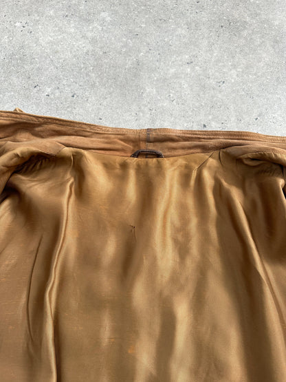 Vintage High Neck Suede Bomber Jacket - M