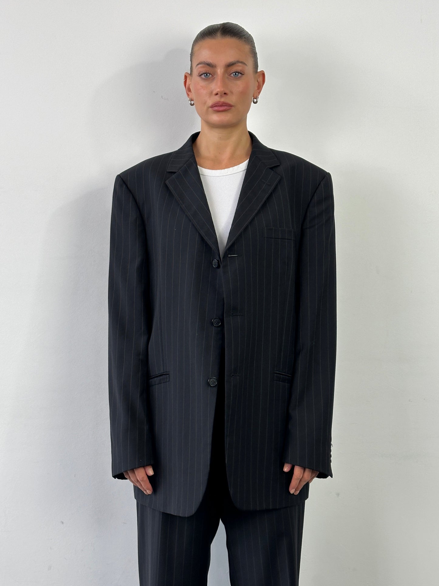 Versace Classic Stripe Pure Wool Single Breasted Suit 44R/W32