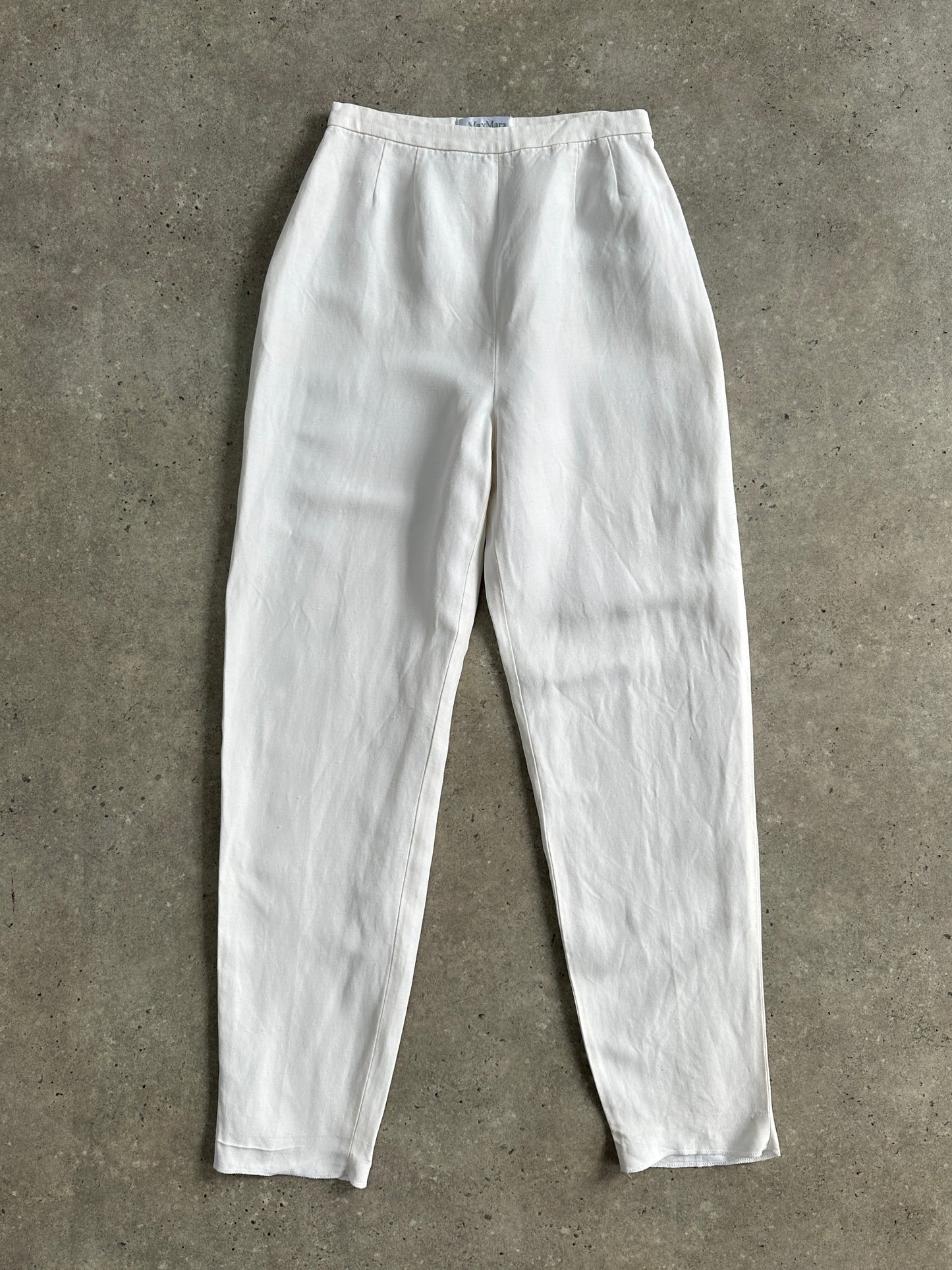 Max Mara Linen Tapered Leg High Waisted Trousers - W24