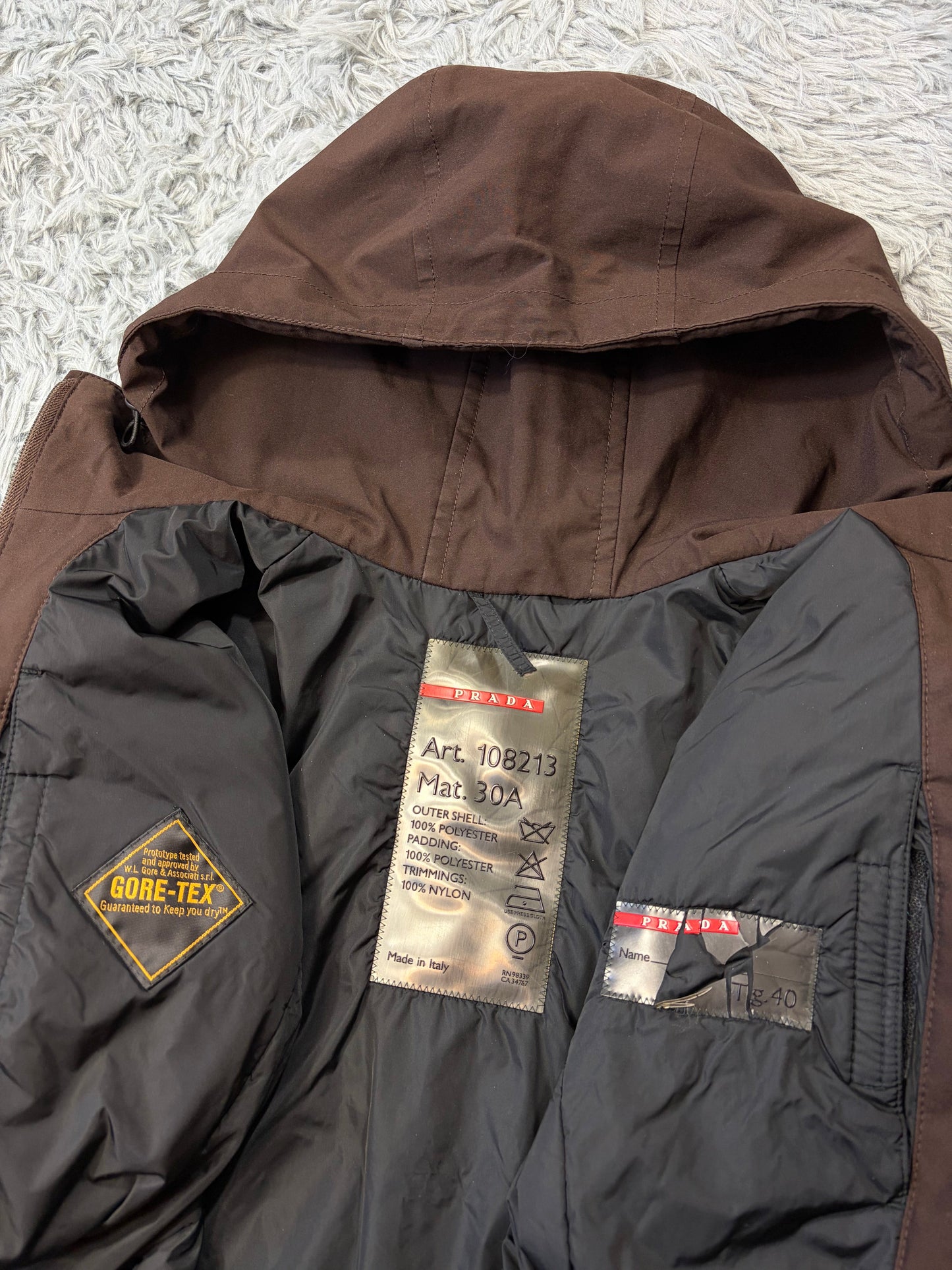 Prada Sport AW00 Goretex Gloved Brown Multipocket Jacket - IT40 | O/S, Brown