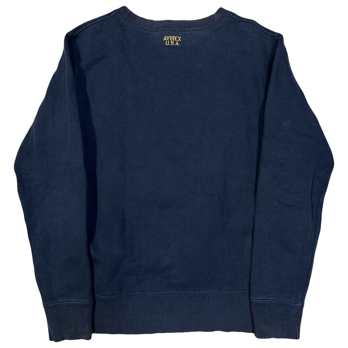 Avirex Spellout Sweatshirt In Navy & Yellow ( M )