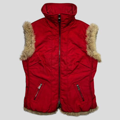Prada Sport 00’s Ballistic Nylon Fox Fur Reversible Quilted Gilet - IT44 | Default Title, Orange