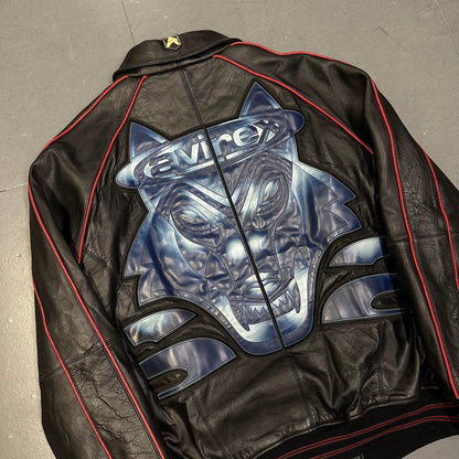 Avirex Spellout Wolf Leather Jacket In Black ( XXL )