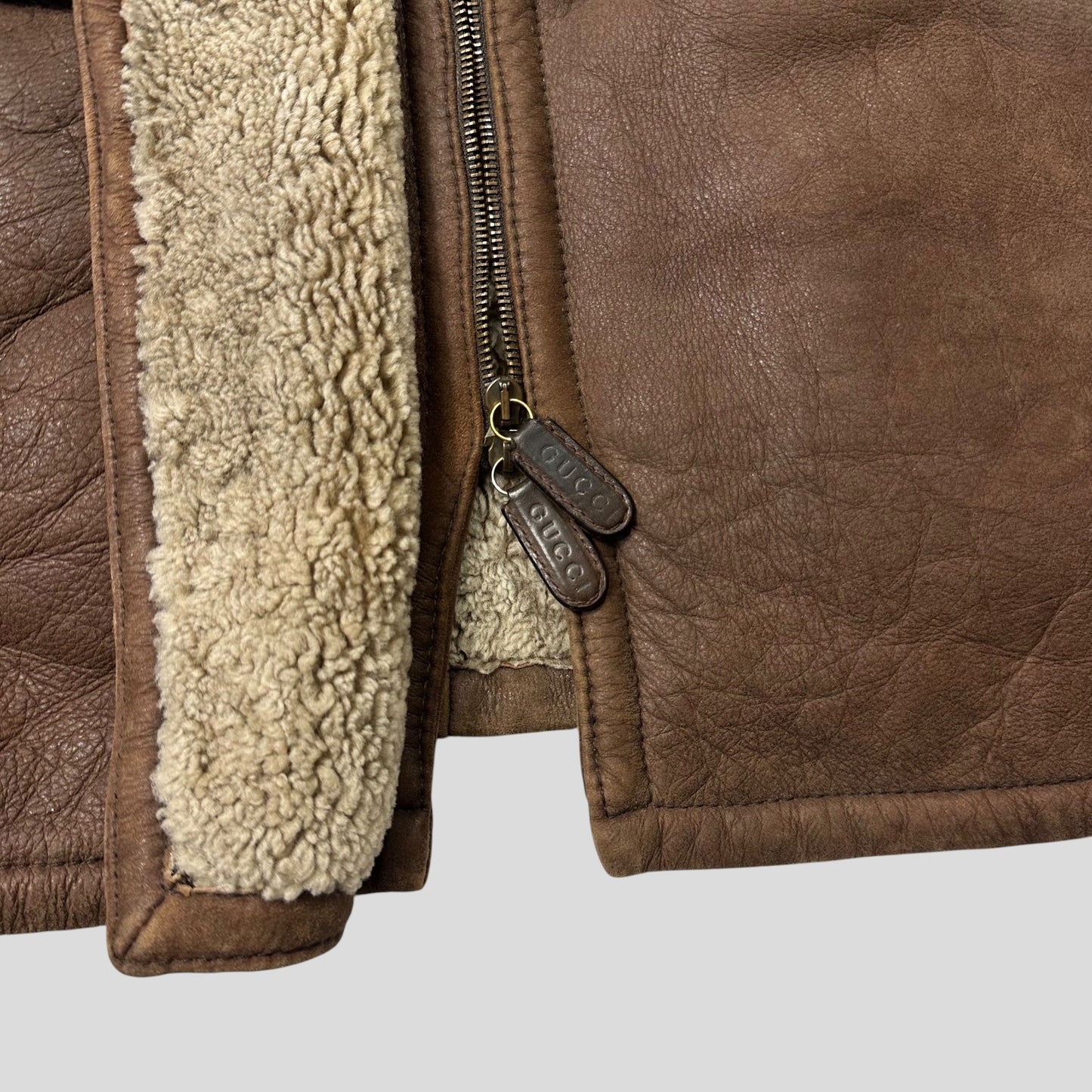 Gucci by Tom Ford 90’s Sheepskin Leather Heavy Shearling Coat - M | Default Title, Brown