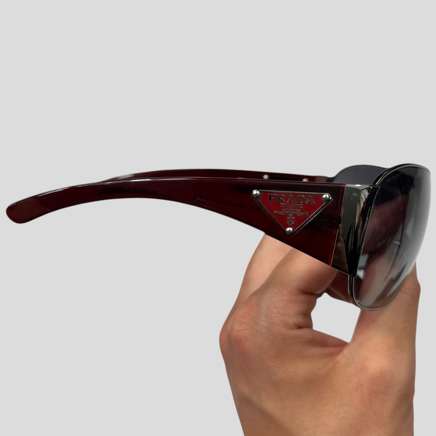 Prada Milano 00’s Triangle Logo Gradient Shield Sunglasses | O/S, Grey
