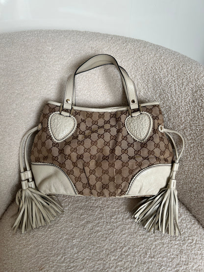 Vintage 90s Gucci Monogram GG Tassel Handbag | O/S, Multicoloured