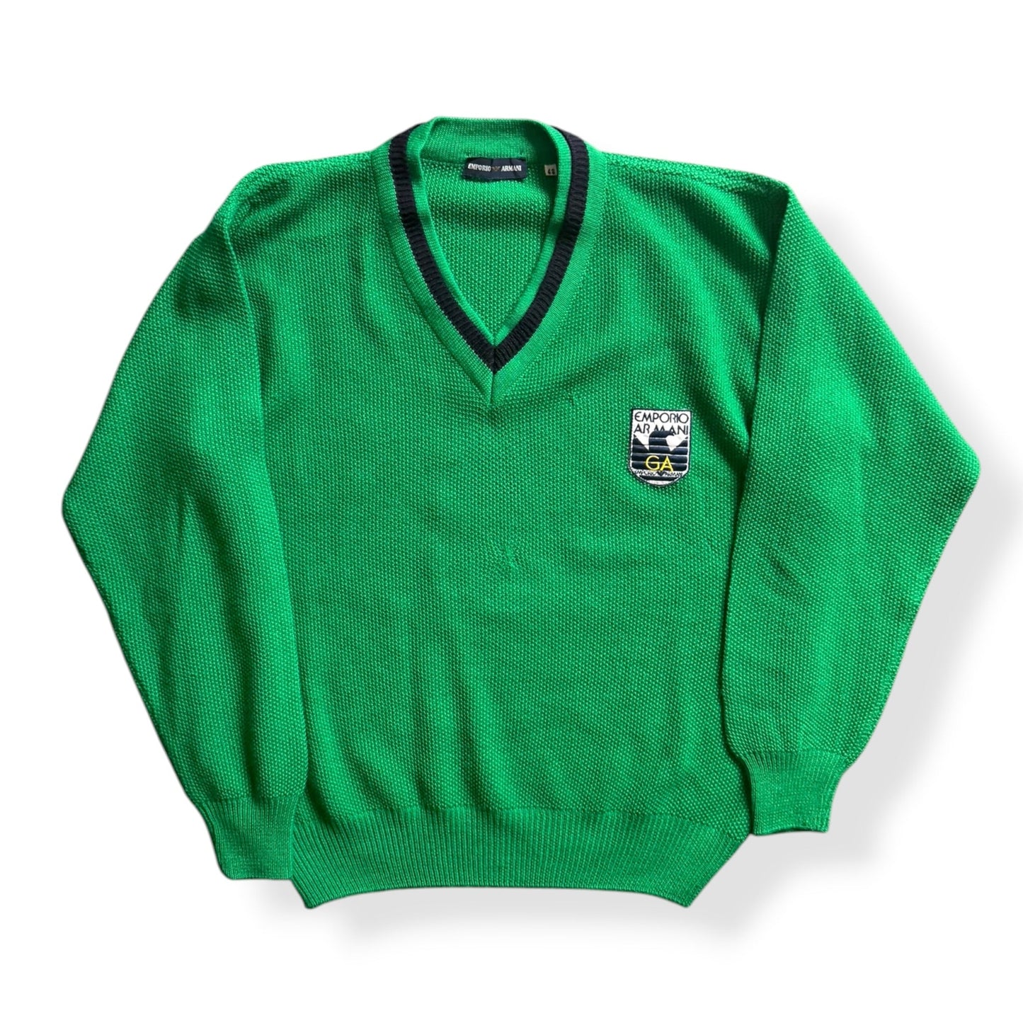 1980's Emporio Armani Knitted V-Neck Jumper (S) | Default Title, Red