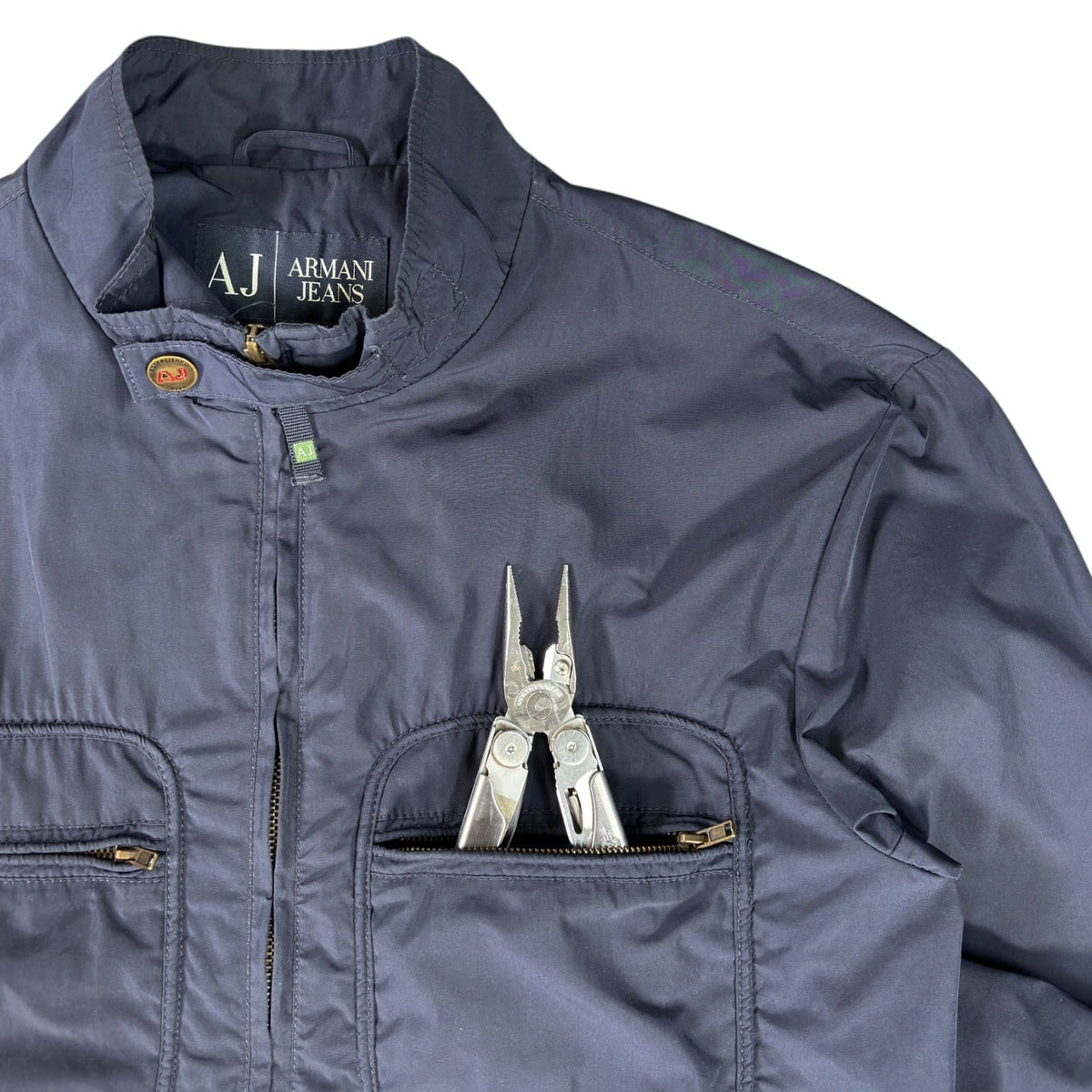 Armani Jeans 00's Navy Cropped Multipocket Jacket M | Medium, Navy