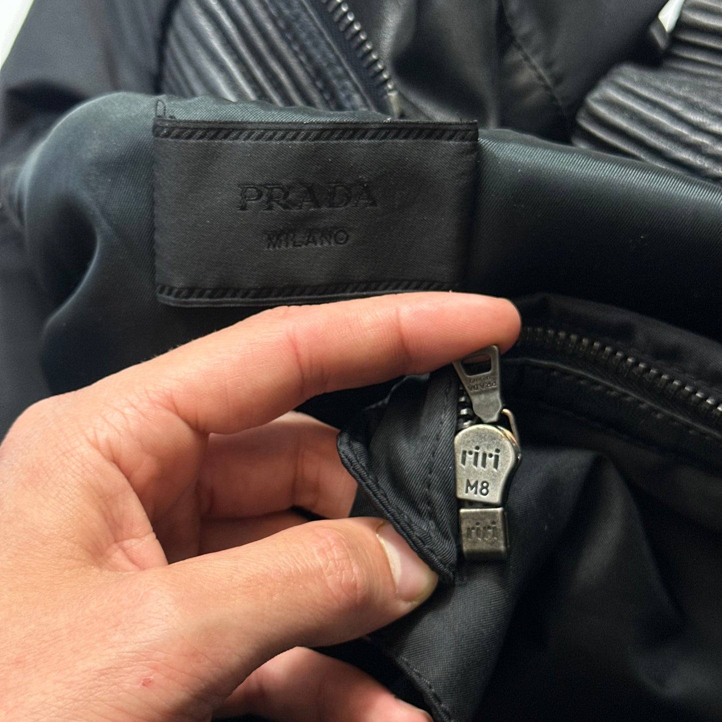 Prada Milano 2007 Gabardine Nylon + Leather Bomber Jacket - IT52 (L) | Default Title, Black