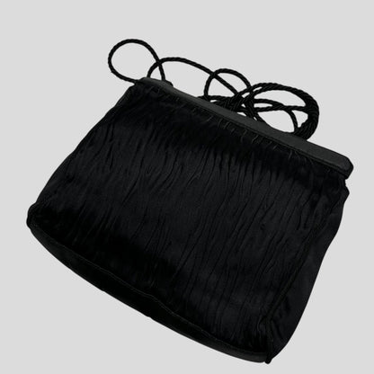 Prada Milano 90’s Velvet Textured Stripe Crossbody Bag | O/S, Black