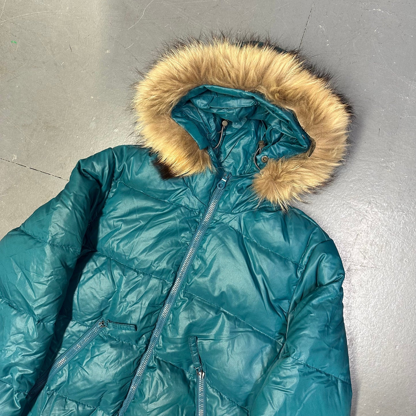 Duvetica Fur Hood Puffer Jacket In Blue ( S )