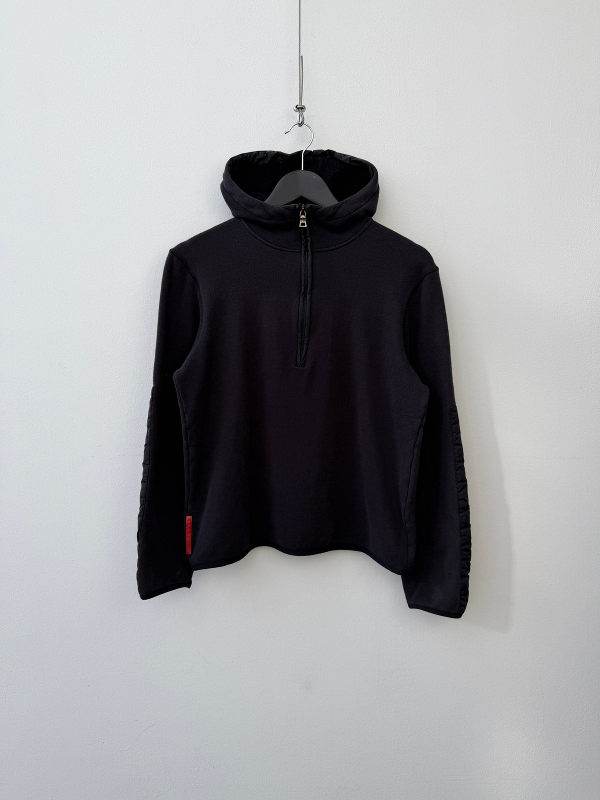Prada Sport 2010 Half-Zip Nylon Fleeced Hoodie | Medium, Red