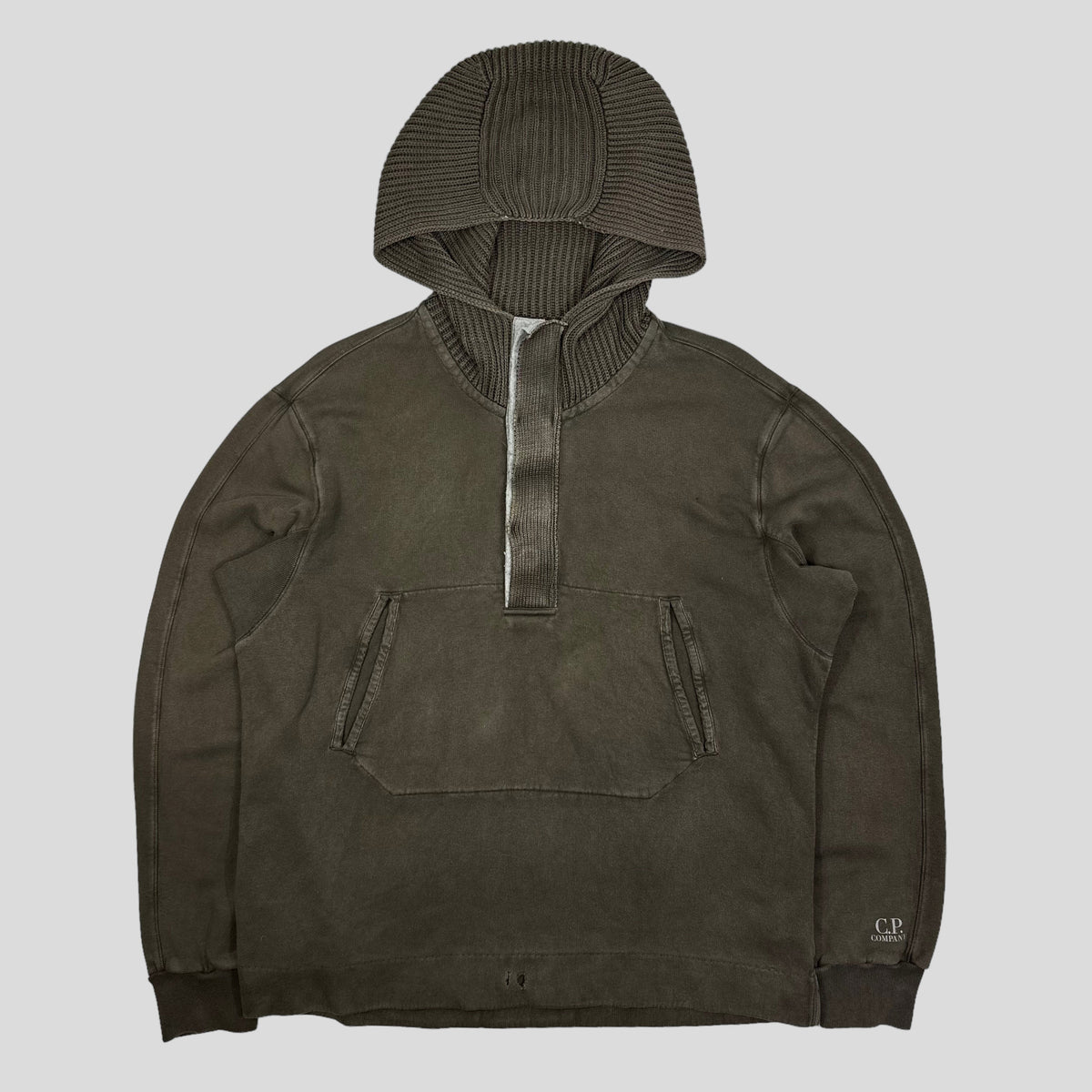 CP Company Heavy Cotton Knitted Hood Sweatshirt - XL/XXL | XXL, Khaki