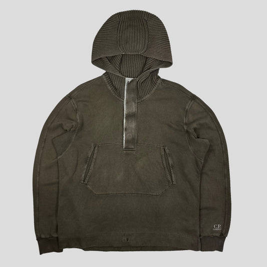 CP Company Heavy Cotton Knitted Hood Sweatshirt - XL/XXL | XXL, Khaki