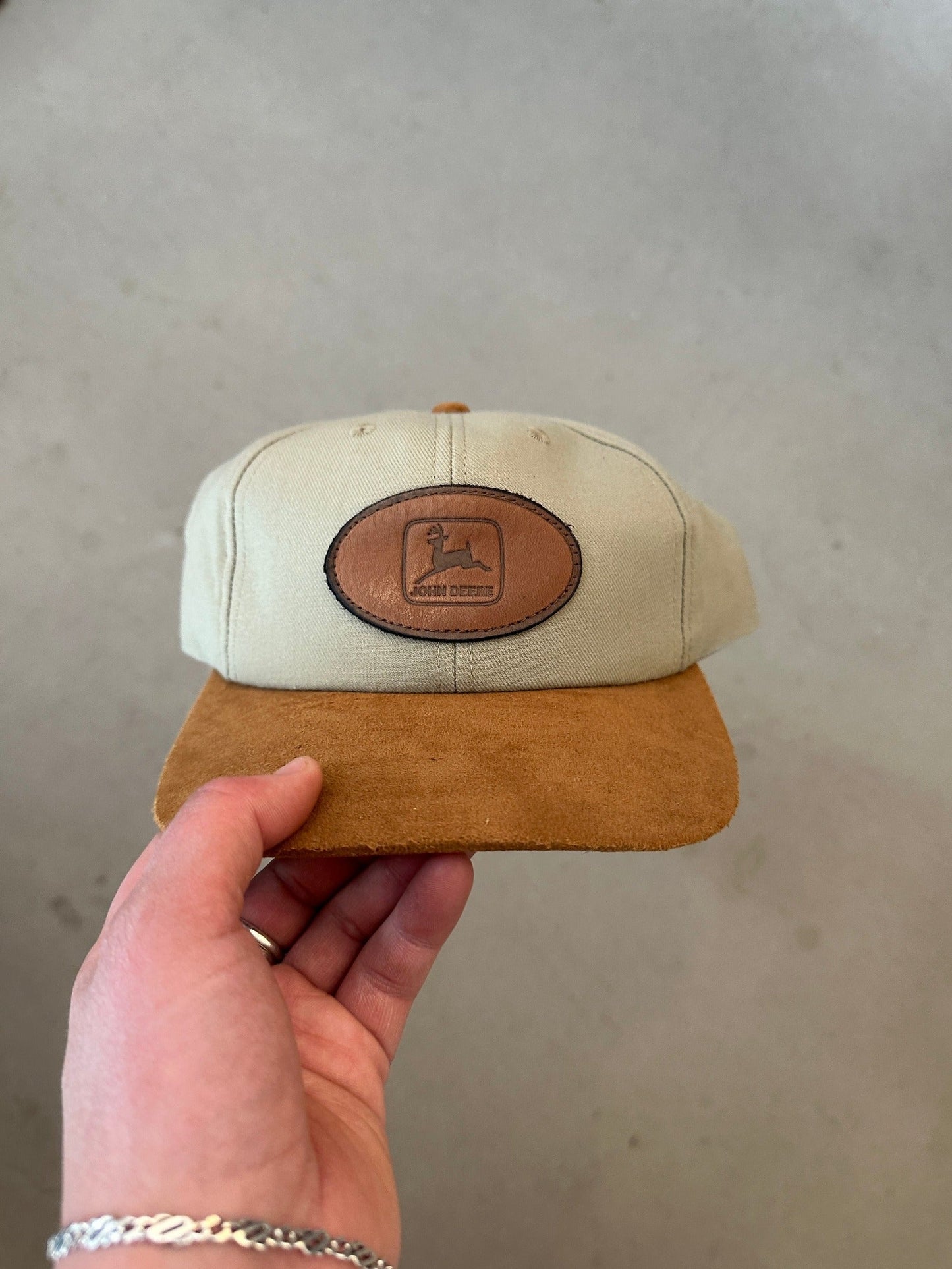 1990’s John Deere Suede Brim Cap | O/S, Beige