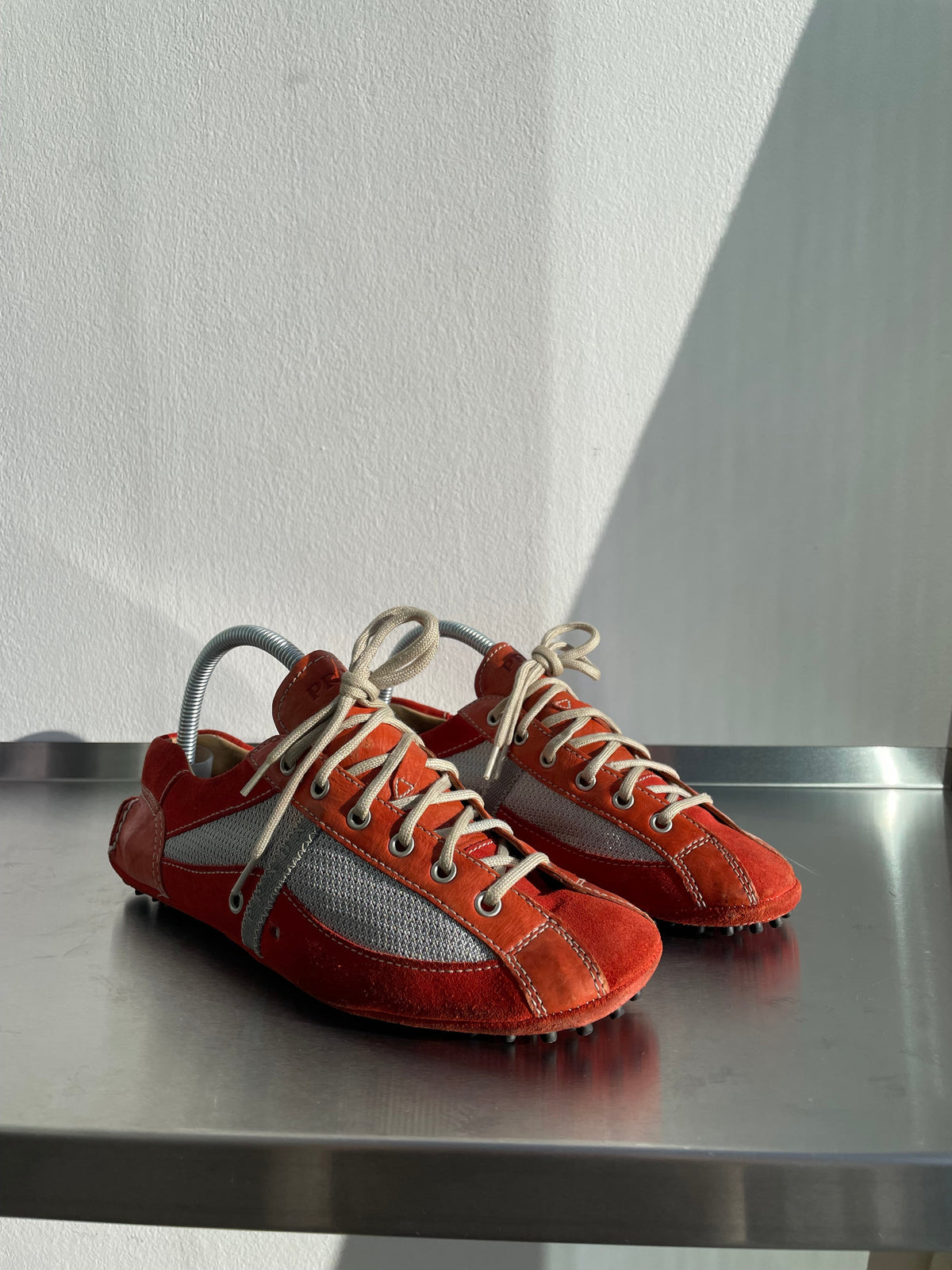Prada Sport 00s Car Shoe Leather Trainer | Small, Red