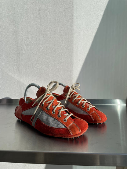 Prada Sport 00s Car Shoe Leather Trainer | Small, Red