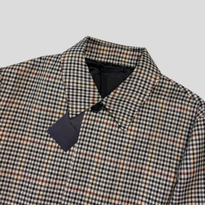 Prada 2020 Plaid Houndstooth Impermeable Virgin Wool Car Coat  - M | O/S, Red