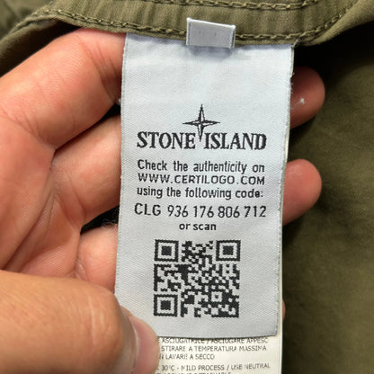 Stone Island SS21 Khaki Green Canvas Overshirt - M