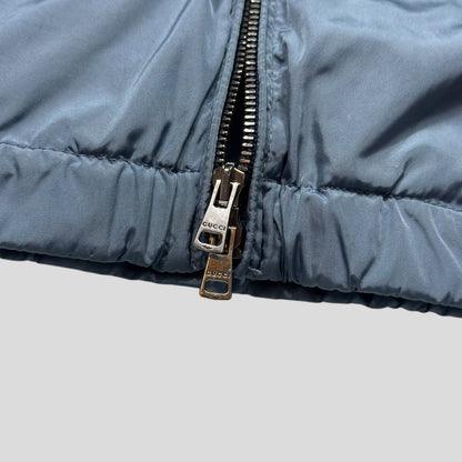 Gucci 2012 Baby Blue Stripe Seam Nylon Shimmer Jacket - IT52 (L) | Default Title, Blue