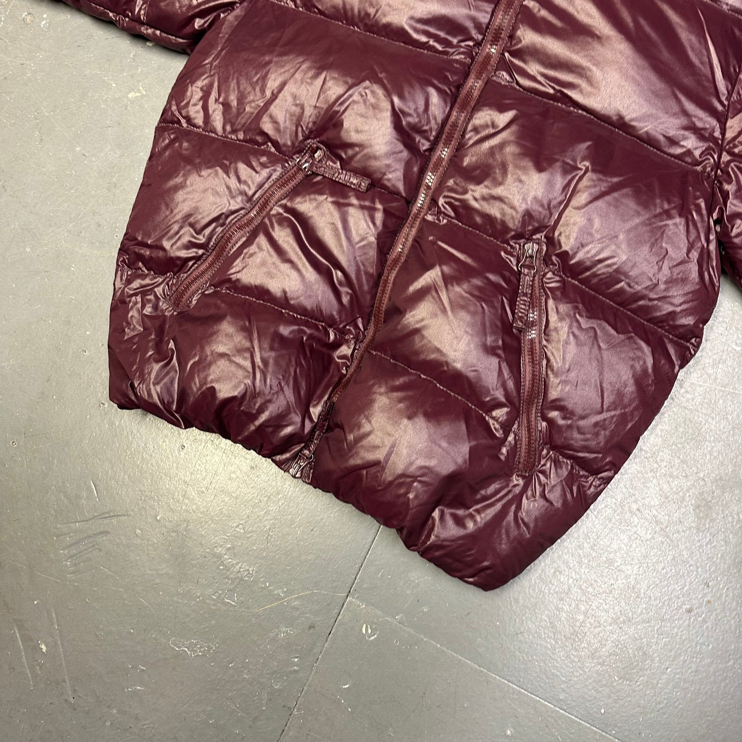 Duvetica Fur Hood Puffer Jacket In Burgundy Red ( M )