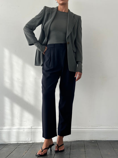 Giorgio Armani 1990s Pure Wool High Waisted Tapered Trousers - W28