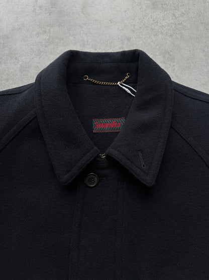 Vintage 1980s Wool Concealed Placket Belted Coat - XXL