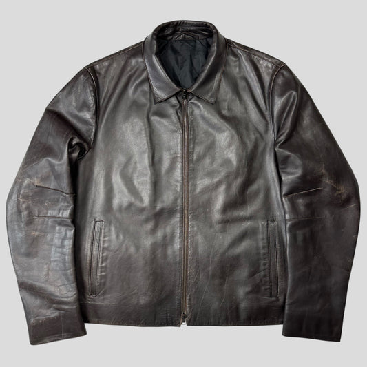 Neil Barrett AW00 Leather Moto Backpack Jacket - M/L | O/S, Brown