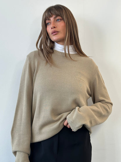 Armani Jeans 1990s Pure Cotton Logo Knitted Jumper - L