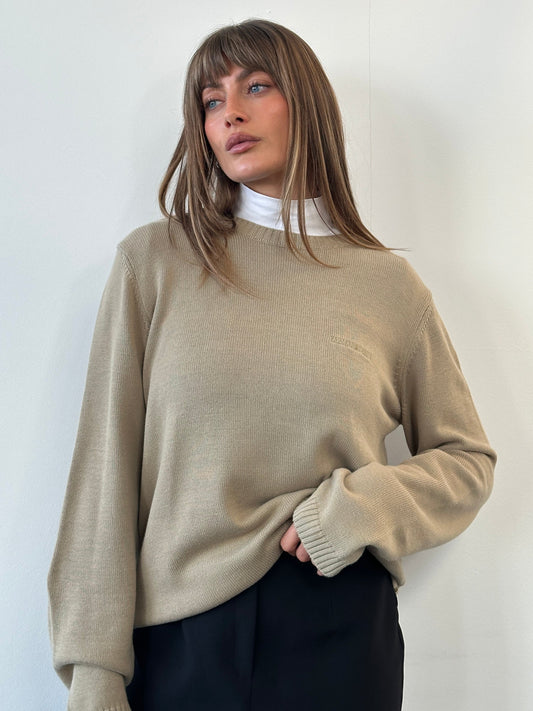 Armani Jeans 1990s Pure Cotton Logo Knitted Jumper - L